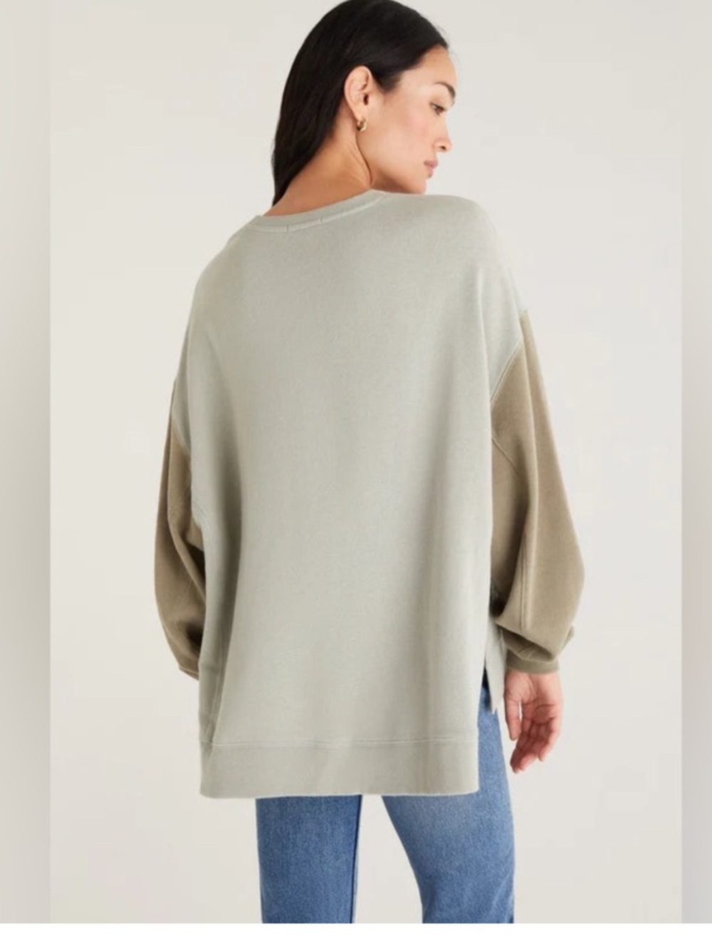 Z-Supply weekender crewneck Colorblock Pullover Sweatshirt Size S Green - Picture 3 of 8